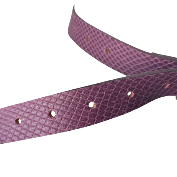 ADA Leather Infinity Belt Orchid Croco New One Size Berry Wine $79 Embossed main image 6